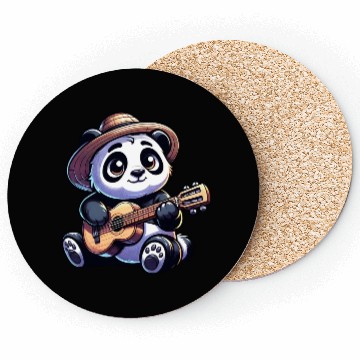 Discover Cool Panda Guitarist Music Coasters