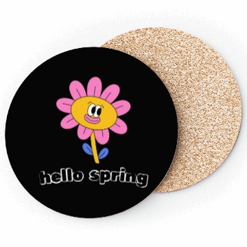 Discover Funny retro hello spring day groovy flowers cute Coasters