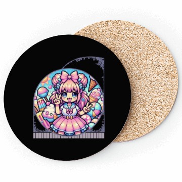 Discover Kawaii Anime Girl's Ice Cream Paradise Sweet Coasters