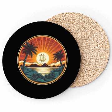 Discover Retro Beach Sunset Funny Crypto Blockchain Coasters
