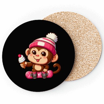Discover Chimpanzee Snowboarder Winter Action Coasters