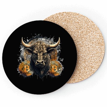 Discover Crypto Bull Funny Blockchain Bitcoin Trader Coasters