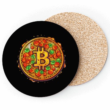 Discover Pizza Bitcoin Funny Mining Crypto Currency Trader Coasters