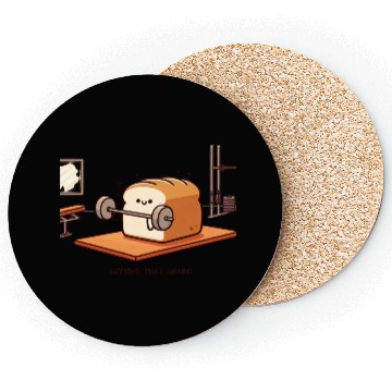 Discover Get That Grain: Funny Bread Gym Lifting Coasters