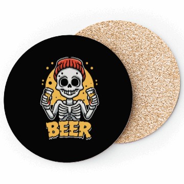 Discover Skeleton drinking beer Coasters design premium