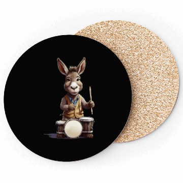 Discover Donkey playing drums Coasters