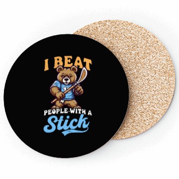 Discover Lacrosse Coach Beat People Stick Bear Coasters