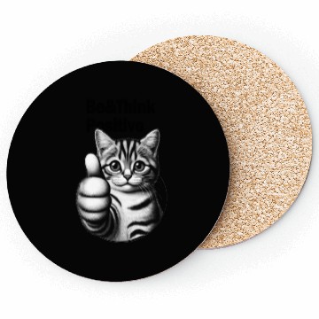 Discover Be&Think Positive Tabby Cat Coasters