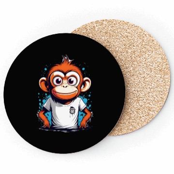 Discover cute monkey illustration animal cartoon character Coasters