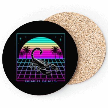 Discover Beach Beats Retro Scorpion - Synthwave Sunset Coasters