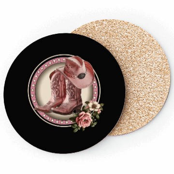 Discover PINK COWGIRL BOOTS, PINK COWGIRL HAT RETRO WESTERN Coasters