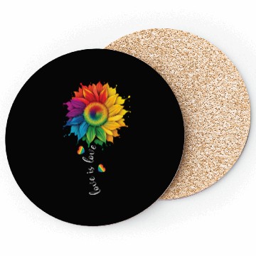 Discover Love Is Love LGBTQ Rainbow Sunflower Gay Pride Coasters