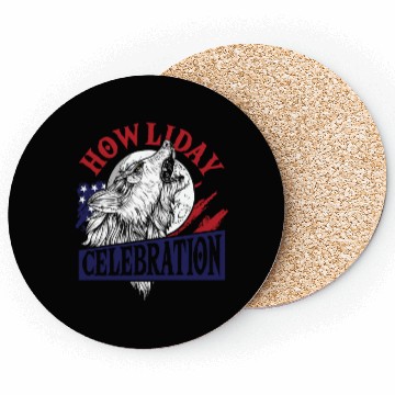 Discover Wolf 4th of July American Flag Howling Wolves Coasters
