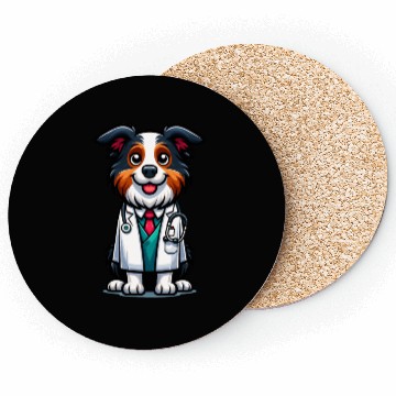 Discover Border Collie as a Doctor, funny dog Coasters