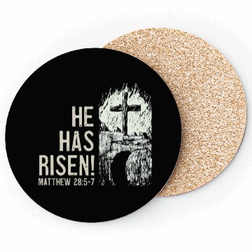 Discover He Has Risen Christ Bible Verse Tomb Cross Coasters