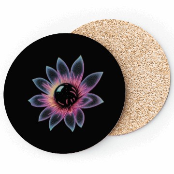 Discover Galactic Lotus Neon Design Coasters
