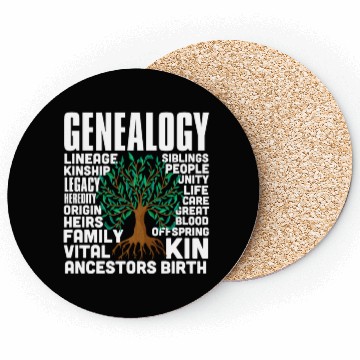 Discover Genealogy Word Cloud Family Ancestry Genealogist Coasters