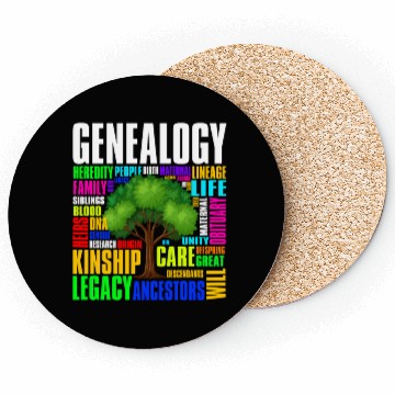 Discover Genealogy Word Cloud Family Ancestry Genealogist Coasters