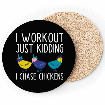 Discover Funny Chasing Chickens Farmer Slogan Coasters