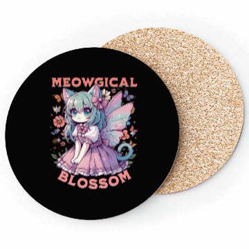 Discover Meowgical Blossom Enchanting Fairycore Cat Fantasy Coasters