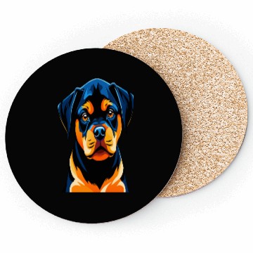 Discover Cute Rottweiler Puppy's Illustration Coasters