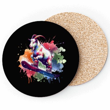 Discover Goat Snowboarder Winter Freestyle Design Coasters