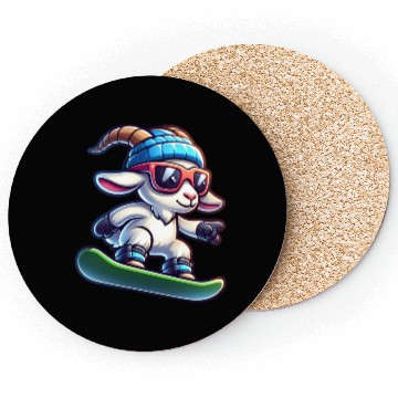 Discover Snowboarder Goat Winter Adventure Coasters