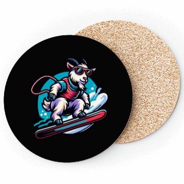 Discover Goat Snowboarder Winter Adventure Design Coasters