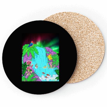 Discover Northern Lights Waterfall Serenity with Swimmers Coasters