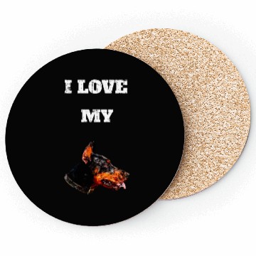 Discover I Love My Geometric Doberman Design Coasters