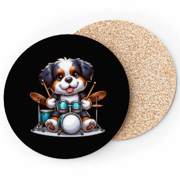 Discover Cool Bernese Mountain Dog Drummer Design Coasters