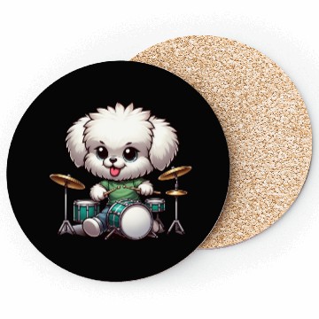 Discover Cool Bolonka Puppy Drummer Design Coasters