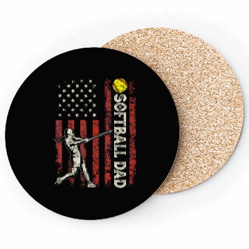 Discover Softball Dad US Flag Gifts For Dad Men Patriotic Coasters