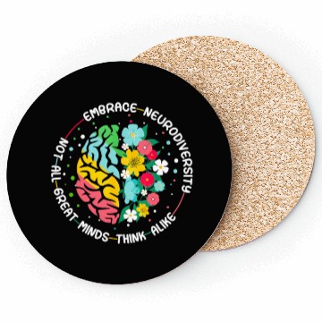 Discover Embrace Neurodiversity Brain Autism Awareness ADHD Coasters