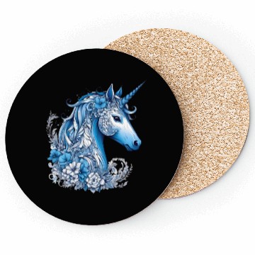 Discover Abstract blue unicorn Coasters