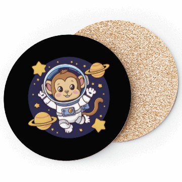 Discover cute monkey floating in space Coasters