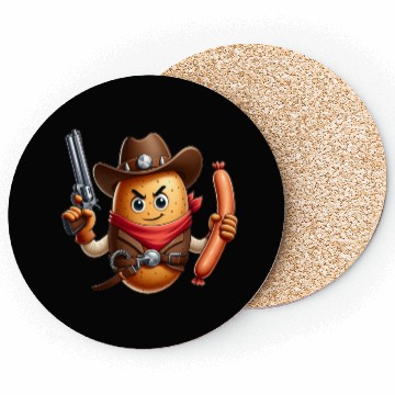 Discover Cowboy potato with sausage gun Coasters