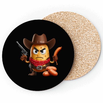 Discover Cowboy potato with sausage gun Coasters
