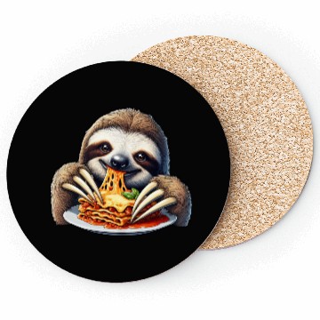 Discover Sloth Loves Lasagna: Cartoon Delight Coasters