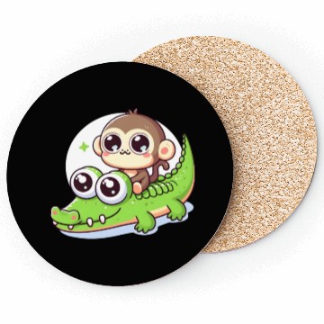 Discover Cute monkey rides crocodile Coasters