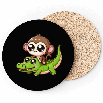 Discover Cute monkey rides crocodile Coasters