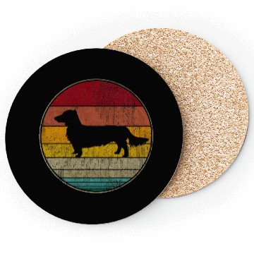 Discover Long Haired Dachshund Dog Silhouette Pet Lover Coasters