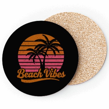 Discover Beach Vibes Retro Sun Vacation Palms Coasters