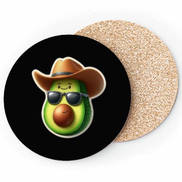 Discover avocado wears hat Coasters