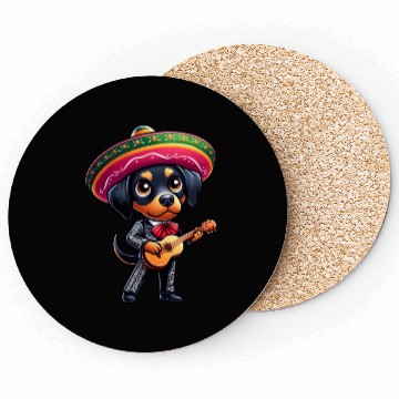 Discover Doberman as Mariachi Guitarist Cinco de Mayo Coasters