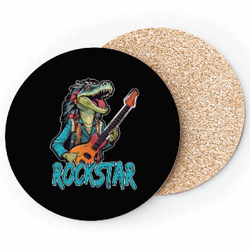 Discover Rockstar Reptile Musician with Electric Guitar Coasters