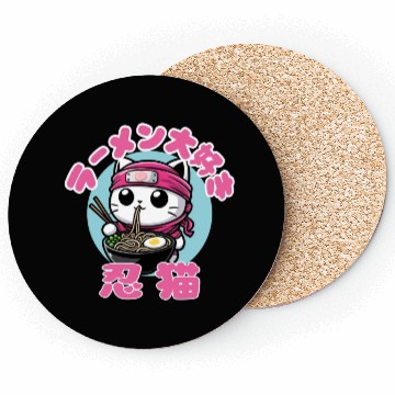 Discover Cat Ninja Eating Ramen Coasters