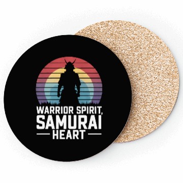 Discover Samurai On A Retro Sunset Coasters