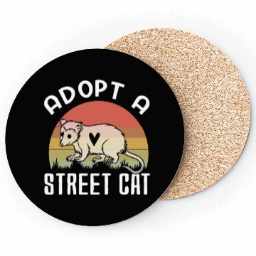 Discover Adopt A Street Cat Funny Opossum Vintage Coasters