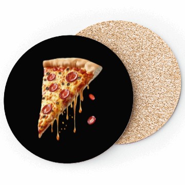 Discover Slice Of Melty Pepperoni Pizza Delight Coasters